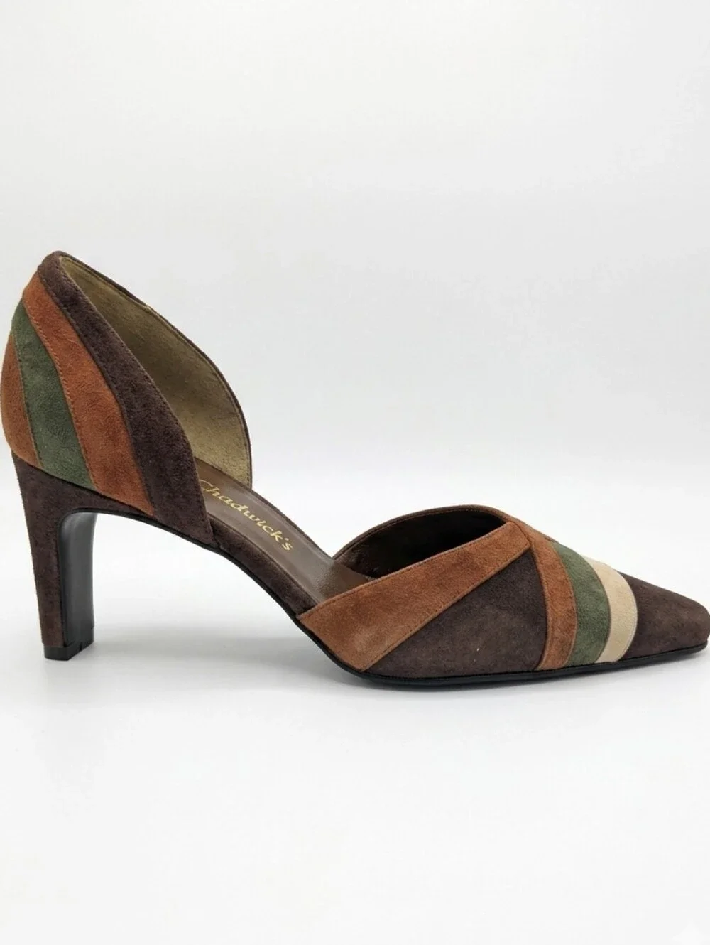 Chadwick's‎ Vintage Suede Colorblock Pointed Toe D'Orsay Heels
